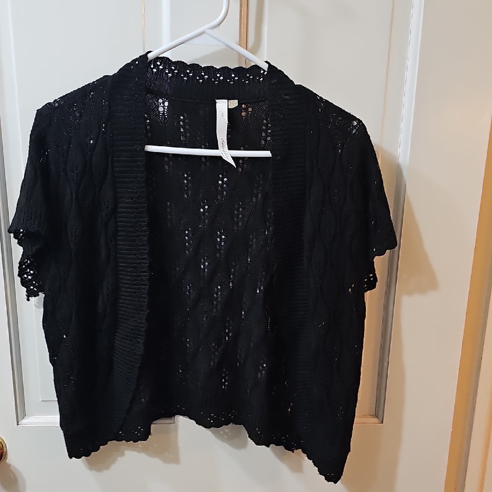 NY Collection Black Open-Front Cardigan